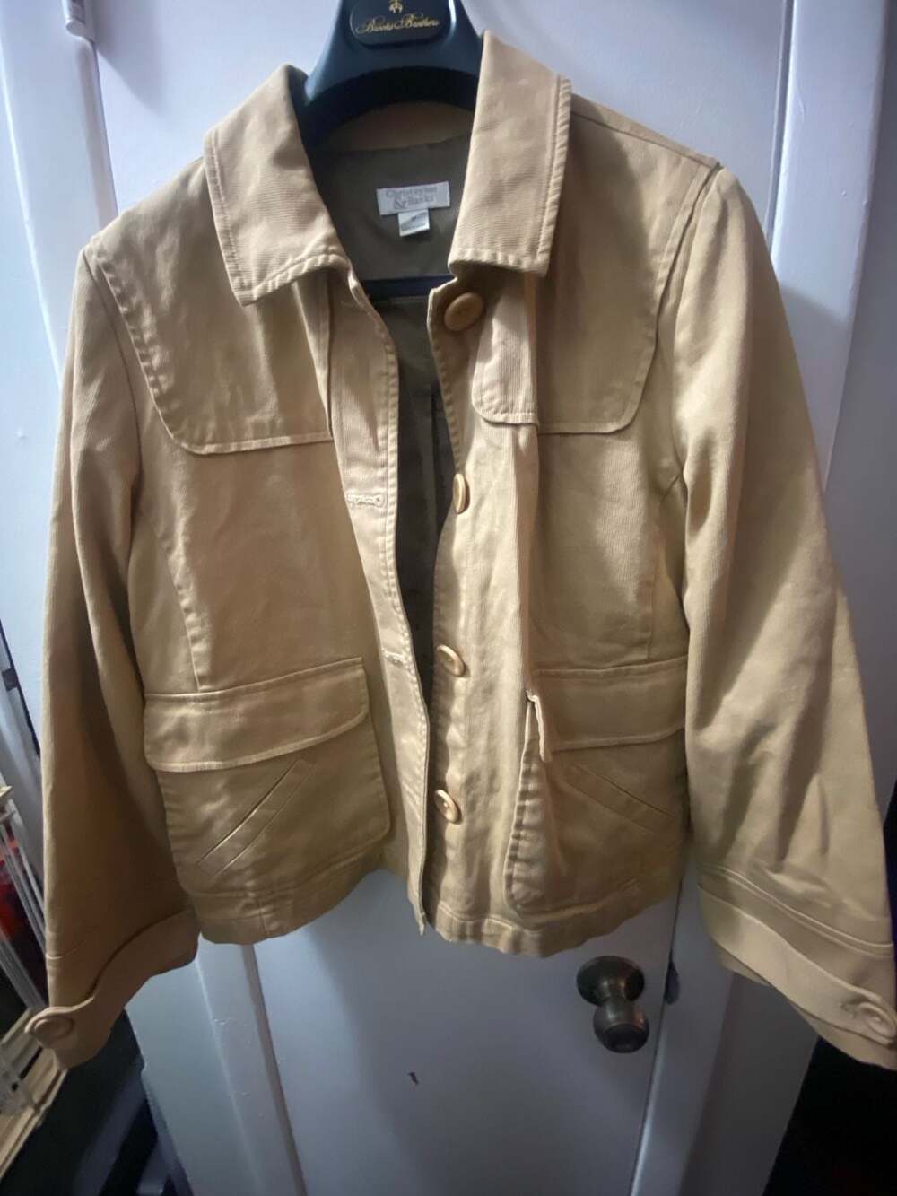 Christopher & Banks Jacket Size M Beige Cotton Button Front Utility